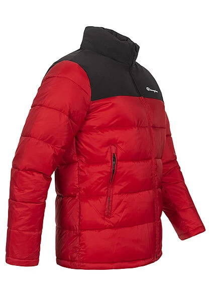 Champion Herren Winter Nylon Steppjacke Versteckte Kapuze Rot Schwarz 5 Champion Herren Winter Nylon Steppjacke Versteckte Kapuze Rot Schwarz – Bild 3