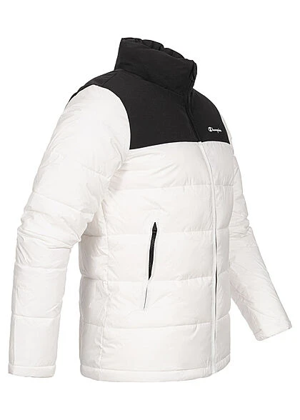 Champion Herren Winter Nylon Steppjacke Versteckte Kapuze Weiss Schwarz 5 Champion Herren Winter Nylon Steppjacke Versteckte Kapuze Weiss Schwarz – Bild 3