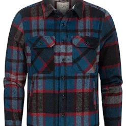 Hailys Herren Hemdjacke Jacke Mit Teddyfutter 2-Pockets Kariert Navy Blau