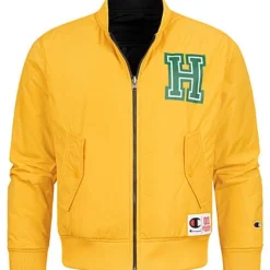 Champion Herren Wendejacke Bomberjacke Stranger Things Print 2-Pockets Gelb Schwarz