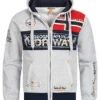 Geographical Norway Herren Zip-Hoodie Kapuze 2-Pockets Patches Vorne & Hinten Grau -Deutschland Jack & Jones Verkaufs-Shop 21110247
