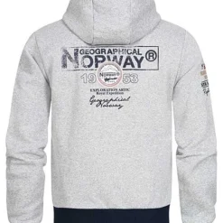 Geographical Norway Herren Zip-Hoodie Kapuze 2-Pockets Patches Vorne & Hinten Grau -Deutschland Jack & Jones Verkaufs-Shop 21110247 2