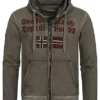 Geographical Norway Herren Zip-Hoodie Kapuze Logo Patch In Used Look Khaki Grün -Deutschland Jack & Jones Verkaufs-Shop 21110260