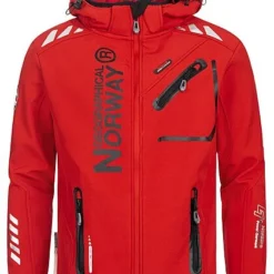 Geographical Norway Herren Softshell Funktionsjacke Mit Abnehmb. Kapuze Rot Schwarz -Deutschland Jack & Jones Verkaufs-Shop 21110307 1