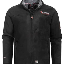 Geographical Norway Herren High-Neck Polar Fleece Jacke 2-Pockets Schwarz