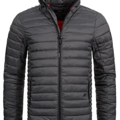 Indicode Herren Übergangsjacke Mit Stehkragen 2-Pockets Dunkel Grau