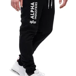 Alpha Industries Herren Basic Jogginghose Mit Logo Print 3-Pockets Schwarz