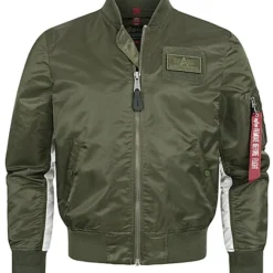 Alpha Industries Herren Nylon Fliegerjacke 2-Pockets Regular Fit Dunkel Grün