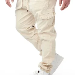 Indicode Herren Cargohose 6-Pockets Bündchen Am Beinabschluss Fog Beige