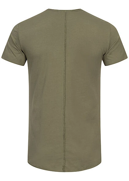 Seventyseven Lifestyle Herren Lockeres T-Shirt Mit Rundhals Rollkante Am Saum Oliv Grün 4 Seventyseven Lifestyle Herren Lockeres T-Shirt Mit Rundhals Rollkante Am Saum Oliv Grün – Bild 2