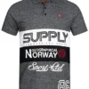 Geographical Norway Herren Polo Shirt T-Shirt Mit Logo Streifen Print Schwarz