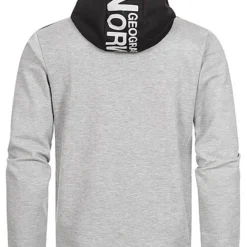 Geographical Norway Herren Zip-Hoodie Mit 2-Pockets Logo Print Schwarz Hell Grau -Deutschland Jack & Jones Verkaufs-Shop 22030523 2