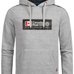 Canadian Peak Herren Hoodie Pullover Kapuze Kängurutasche Logo Print Grau