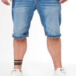 Indicode Herren Kurze Jeans Hose Mit 5-Pockets Washed Blau