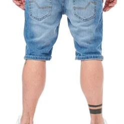 Indicode Herren Kurze Jeans Hose Mit 5-Pockets Washed Blau -Deutschland Jack & Jones Verkaufs-Shop 22030821 2