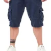 Indicode Herren Kurze Cargo Jeans Hose Mit Gürtel Und 7-Pockets Navy Blau