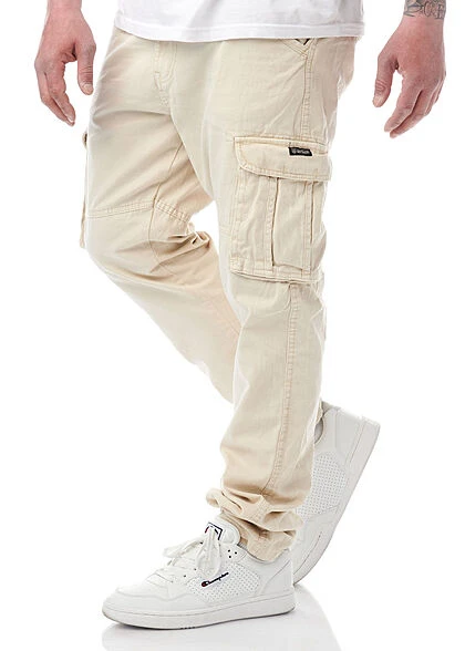 Indicode Herren Cargo Jeans Hose Inkl. Gürtel 6-Pockets Nebel Beige 3 Indicode Herren Cargo Jeans Hose Inkl. Gürtel 6-Pockets Nebel Beige