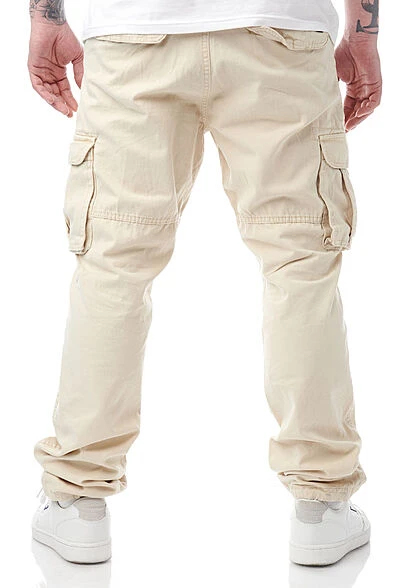 Indicode Herren Cargo Jeans Hose Inkl. Gürtel 6-Pockets Nebel Beige 5 Indicode Herren Cargo Jeans Hose Inkl. Gürtel 6-Pockets Nebel Beige – Bild 3
