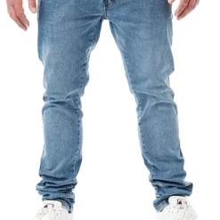 Indicode Herren Basic Jeans Hose Mit 5-Pockets Regular Fit Mid Bleach Denim Blau