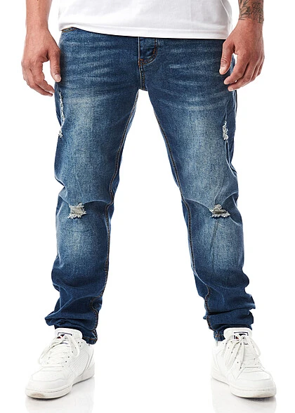 Seventyseven Lifestyle Herren Jeans Hose Mit 5-Pockets Destroyed Look Dunkel Blau 3 Seventyseven Lifestyle Herren Jeans Hose Mit 5-Pockets Destroyed Look Dunkel Blau