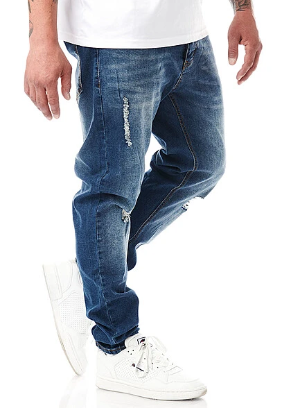 Seventyseven Lifestyle Herren Jeans Hose Mit 5-Pockets Destroyed Look Dunkel Blau 5 Seventyseven Lifestyle Herren Jeans Hose Mit 5-Pockets Destroyed Look Dunkel Blau – Bild 3