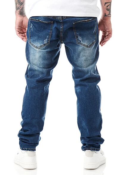 Seventyseven Lifestyle Herren Jeans Hose Mit 5-Pockets Destroyed Look Dunkel Blau 6 Seventyseven Lifestyle Herren Jeans Hose Mit 5-Pockets Destroyed Look Dunkel Blau – Bild 4