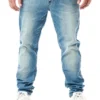 Seventyseven Lifestyle Herren Jeans Hose Mit 5-Pockets Washed Look Dunkel Blau