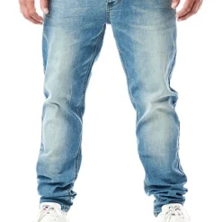 Seventyseven Lifestyle Herren Jeans Hose Mit 5-Pockets Washed Look Dunkel Blau