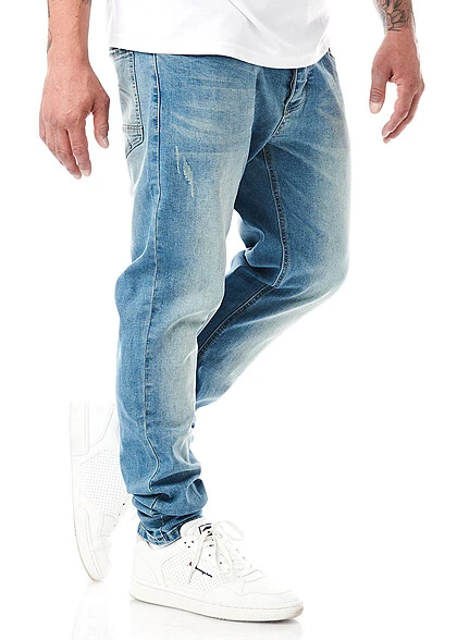 Seventyseven Lifestyle Herren Jeans Hose Mit 5-Pockets Washed Look Dunkel Blau 5 Seventyseven Lifestyle Herren Jeans Hose Mit 5-Pockets Washed Look Dunkel Blau – Bild 3