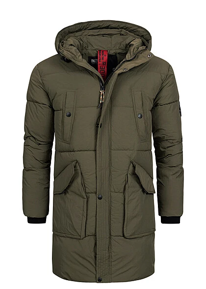 Indicode Herren Winter Parka Mantel Mit Kapuze & 4 Taschen Army Grün 2 Indicode Herren Winter Parka Mantel Mit Kapuze & 4 Taschen Army Grün