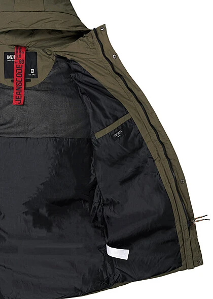 Indicode Herren Winter Parka Mantel Mit Kapuze & 4 Taschen Army Grün 6 Indicode Herren Winter Parka Mantel Mit Kapuze & 4 Taschen Army Grün – Bild 5