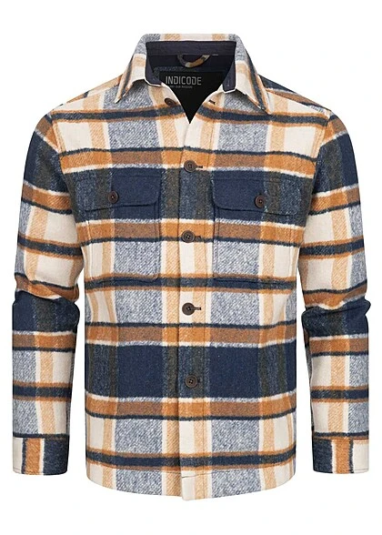 Indicode Herren Warme Flanell Baumfäller Hemdjacke Kariert 4-Pockets Navy Blau Braun 3 Indicode Herren Warme Flanell Baumfäller Hemdjacke Kariert 4-Pockets Navy Blau Braun
