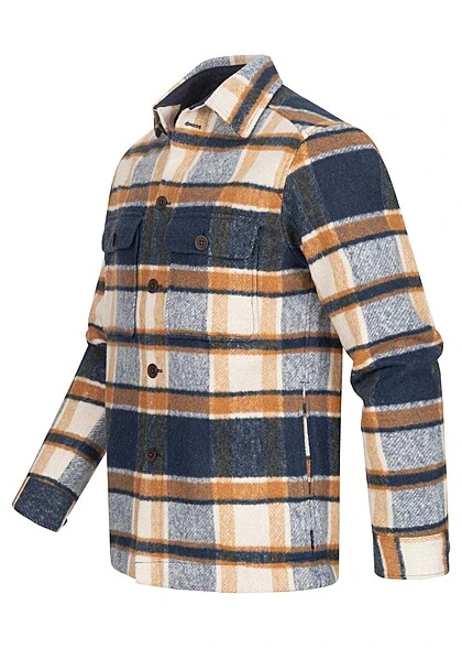 Indicode Herren Warme Flanell Baumfäller Hemdjacke Kariert 4-Pockets Navy Blau Braun 4 Indicode Herren Warme Flanell Baumfäller Hemdjacke Kariert 4-Pockets Navy Blau Braun – Bild 2
