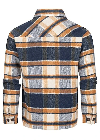 Indicode Herren Warme Flanell Baumfäller Hemdjacke Kariert 4-Pockets Navy Blau Braun 5 Indicode Herren Warme Flanell Baumfäller Hemdjacke Kariert 4-Pockets Navy Blau Braun – Bild 3