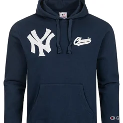 Champion Herren New York Yankees MLB Hoodie M. Logo Stickerei & Kapuze D. Blau