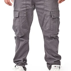 Indicode Herren Cargo Jeans Hose 6-Pockets Dunkel Grau