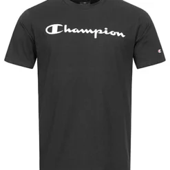 Champion Herren Crewneck T-Shirt Mit Logo Print Schwarz Weiss