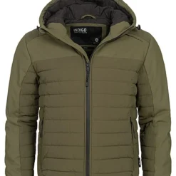 Indicode Herren Winter Jacke Mit Kapuze Und 2-Zip-Pockets Army Dunkel Grün
