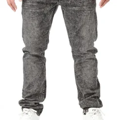 Indicode Herren Jeans Hose Mit Tunnelzug Und 5-Pockets Vintage Dunkel Grau