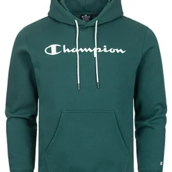 Champion Herren Hoodie Mit Kängurutasche Und Logo Print Teal Grün