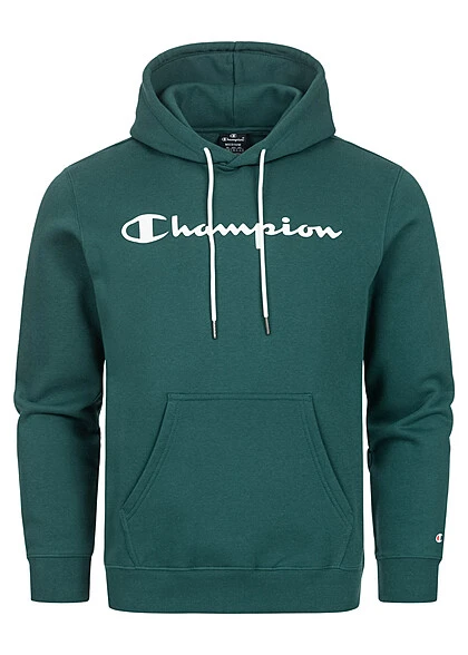 Champion Herren Hoodie Mit Kängurutasche Und Logo Print Teal Grün 3 Champion Herren Hoodie Mit Kängurutasche Und Logo Print Teal Grün