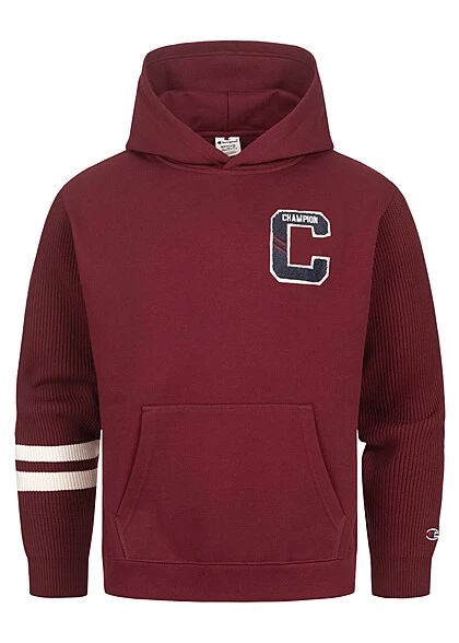 Champion Herren Hoodie Mit Kängurutasche College Style Kariert Dunkel Rot 3 Champion Herren Hoodie Mit Kängurutasche College Style Kariert Dunkel Rot