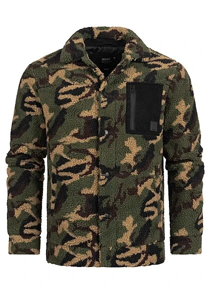 Indicode Herren Jacke Im Camouflage Design Mit Zip-Brusttasche Camo Grün 3 Indicode Herren Jacke Im Camouflage Design Mit Zip-Brusttasche Camo Grün