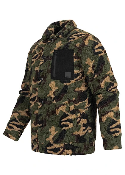 Indicode Herren Jacke Im Camouflage Design Mit Zip-Brusttasche Camo Grün 4 Indicode Herren Jacke Im Camouflage Design Mit Zip-Brusttasche Camo Grün – Bild 2