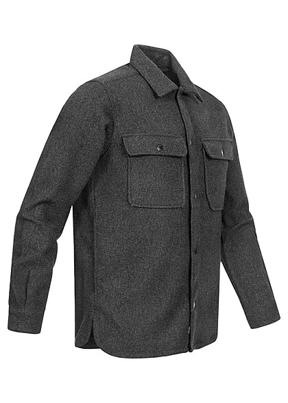 ONLY & SONS Herren NOOS Jacke Woll-Look Mit 2-Brusttaschen Und Knopfleiste Schwarz 4 ONLY & SONS Herren NOOS Jacke Woll-Look Mit 2-Brusttaschen Und Knopfleiste Schwarz – Bild 2