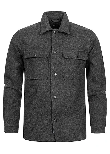 ONLY & SONS Herren NOOS Jacke Woll-Look Mit 2-Brusttaschen Und Knopfleiste Schwarz 6 ONLY & SONS Herren NOOS Jacke Woll-Look Mit 2-Brusttaschen Und Knopfleiste Schwarz – Bild 4