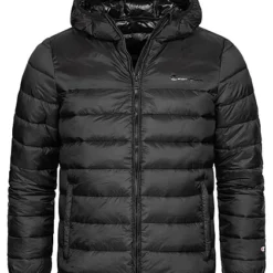 Champion Herren Steppjacke Mit Kapuze Und 2-Zip-Pockets Schwarz