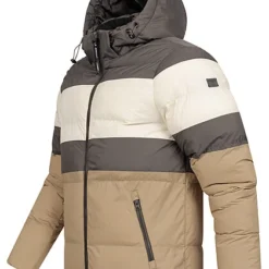 Indicode Herren Steppjacke Mit Kapuze Und 2-Zip-Pockets Colorblock Dunkel Grau Beige -Deutschland Jack & Jones Verkaufs-Shop 22100193 2