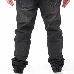 Seventyseven Lifestyle Herren Jeans Hose 4-Pockets Kordelzug Crash-Optik Washed Schwarz -Deutschland Jack & Jones Verkaufs-Shop 22107321 2
