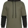 Seventyseven Lifestyle Herren 2in1 Hoodie Mit Kängurutasche Military Grün Schwarz -Deutschland Jack & Jones Verkaufs-Shop 22116520